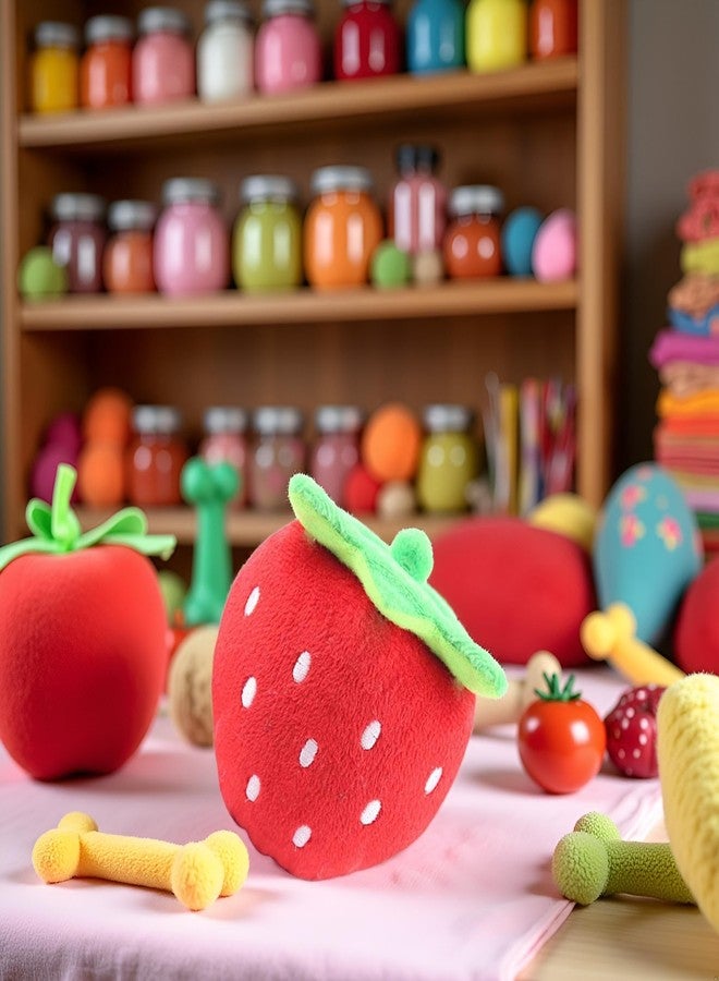 Qintreesify Red Strawberry Practical Design and Interactive Plush Squeaky Dog Toys Electronic Motion Pet Toy for Prevent Boredom Red Pet Supplies Creative and Exquisite Dog Squeak Toys Pet Supplies - Image 3